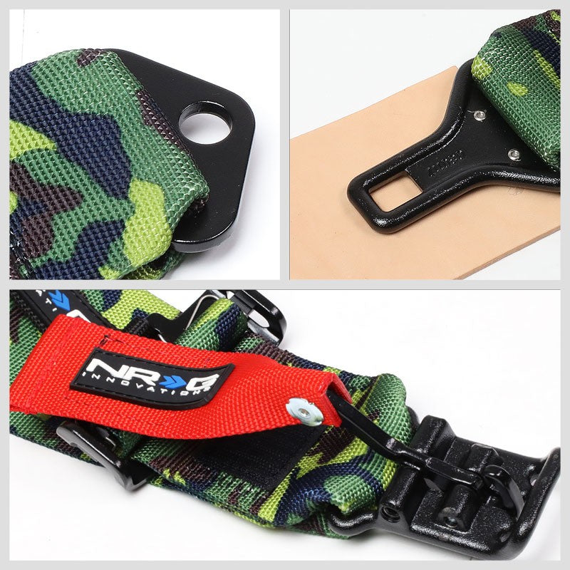 NRG SBH-5PCCAMO-620 5-Point Latch Link Green Camo SFI 16.1 Seat Belt Harness-Seats & Components-BuildFastCar