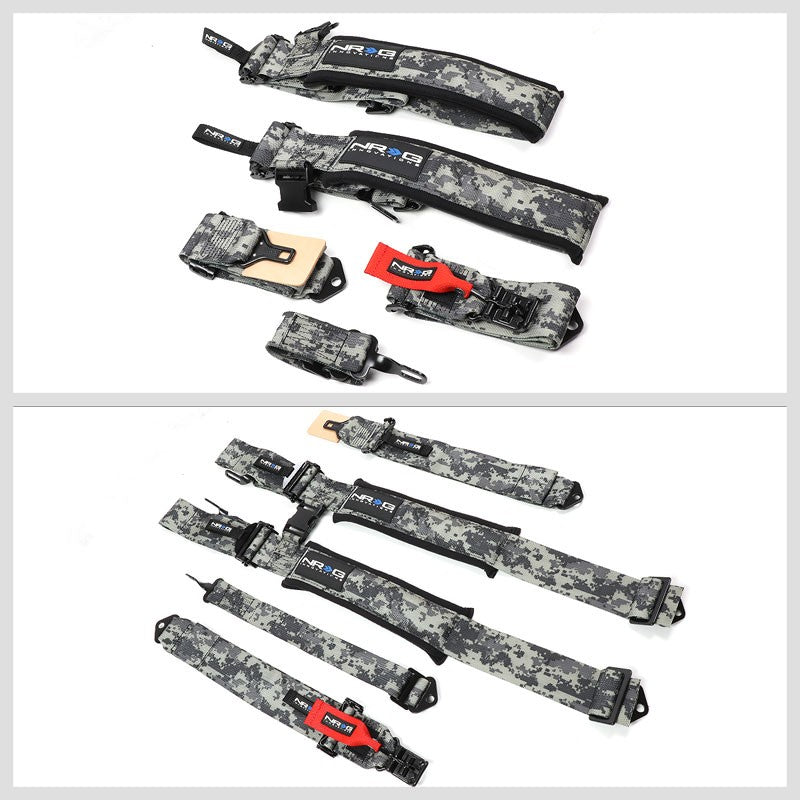 NRG SBH-5PCDCAMO-GY-620 5P Latch Link Digital Camo SFI 16.1 Seat Belt Harness-Seats & Components-BuildFastCar
