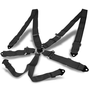 NRG SBH-6PCBK 6-Point Cam Lock Black Racing Seat Belt Harness Replacement-Seats & Components-BuildFastCar