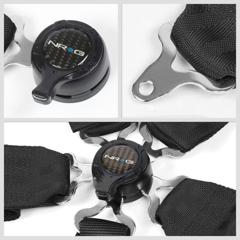 NRG SBH-6PCBK 6-Point Cam Lock Black Racing Seat Belt Harness Replacement-Seats & Components-BuildFastCar