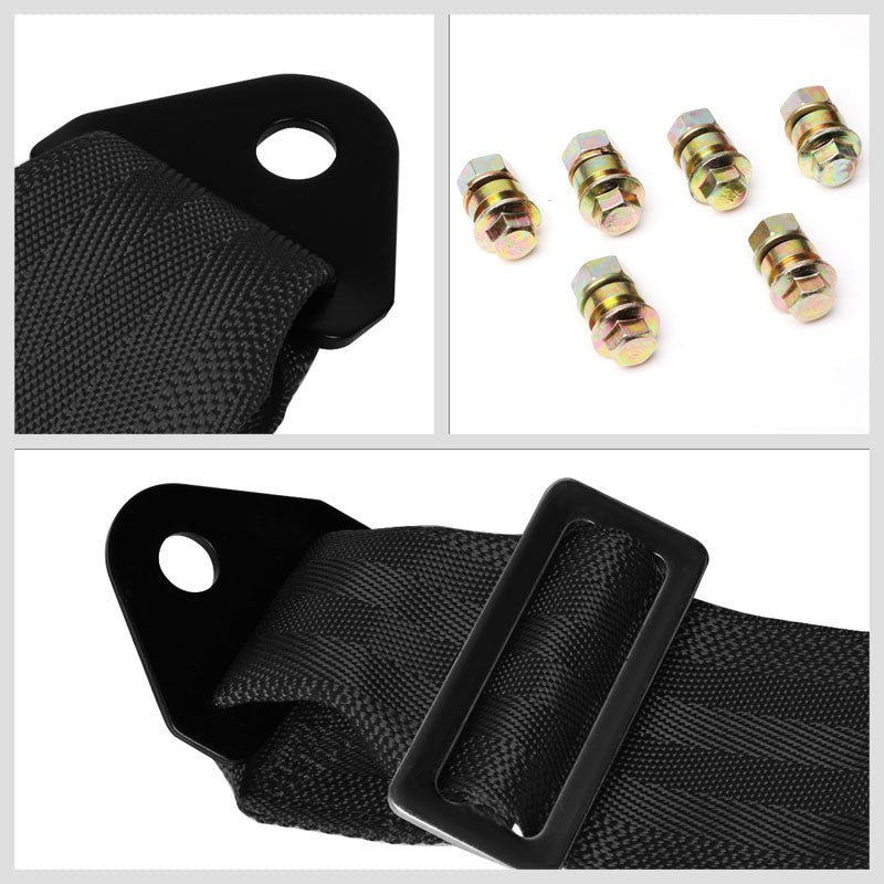 NRG SBH-6PCBK 6-Point Cam Lock Black Racing Seat Belt Harness Replacement-Seats & Components-BuildFastCar