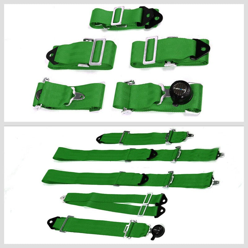 NRG SBH-6PCGN 6-Point Cam Lock Black Racing Seat Belt Harness Replacement-Seats & Components-BuildFastCar