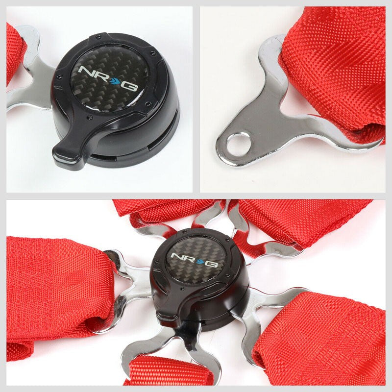NRG SBH-6PCRD 6-Point Cam Lock Red Racing Seat Belt Harness Replacement-Seats & Components-BuildFastCar