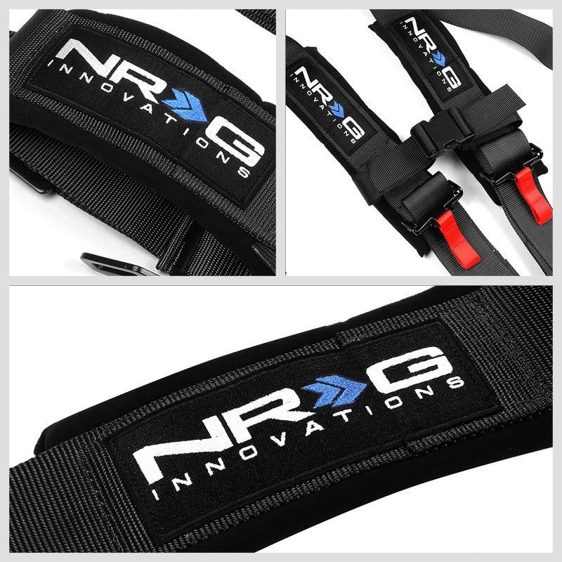 NRG SBH-R5PCBK 5-Point Latch Link Black SFI 16.1 Race Seat Belt Harness Cushion-Seats & Components-BuildFastCar