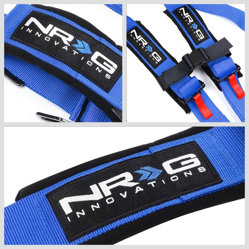 NRG SBH-R5PCBL 5-Point Latch Link Blue SFI 16.1 Race Seat Belt Harness Cushion-Seats & Components-BuildFastCar