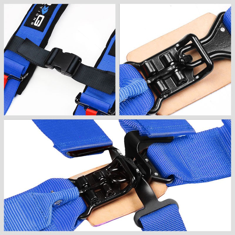 NRG SBH-R5PCBL 5-Point Latch Link Blue SFI 16.1 Race Seat Belt Harness Cushion-Seats & Components-BuildFastCar