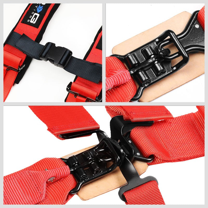 NRG SBH-R5PCRD 5-Point Latch Link Red SFI Approved 16.1 Racing Seat Belt Harness-Seats & Components-BuildFastCar
