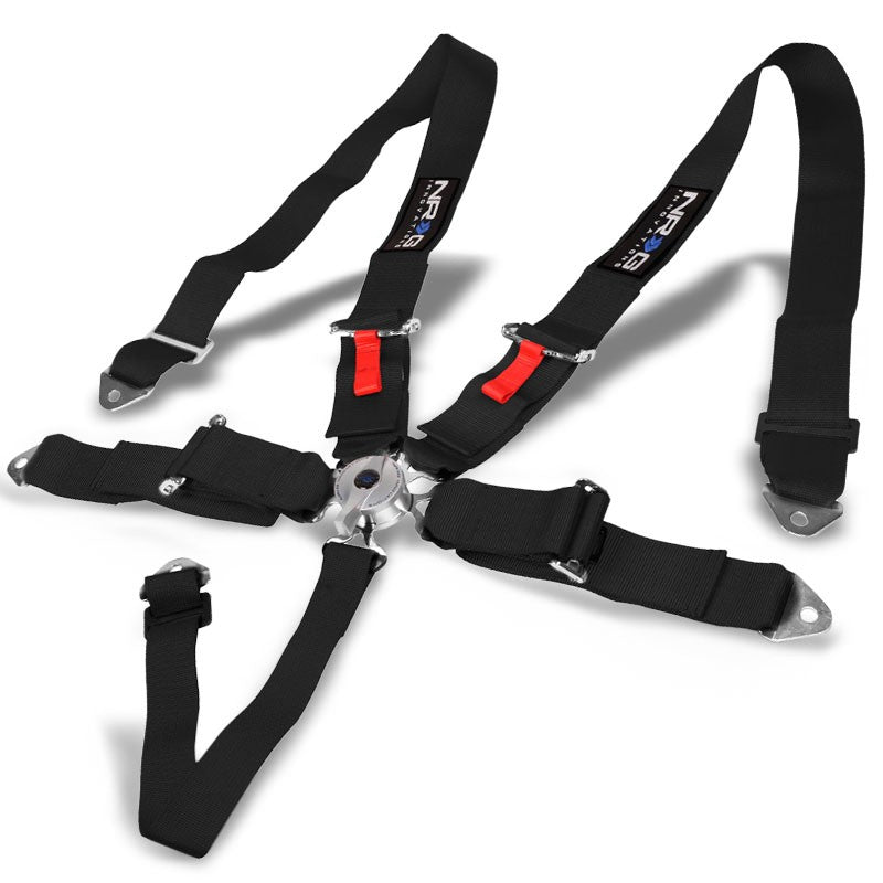 NRG FIA 6pt 2in. Shoulder Belt for HANS Device/ Rotary Cam Lock Buckle/ 3in. Waist Belt - Red