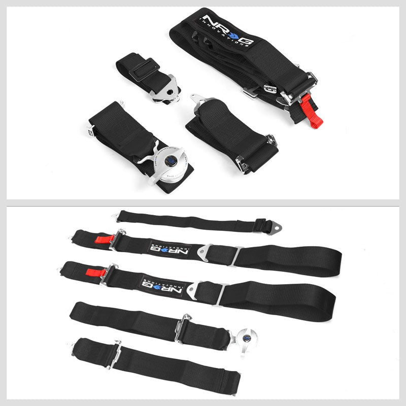 NRG SBH-R6PCBK 5-Point Cam Lock Black SFI Approved 16.1 Racing Seat Belt Harness-Seats & Components-BuildFastCar