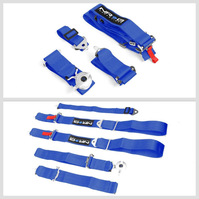 NRG SBH-R6PCBL 5-Point Cam Lock Blue SFI Approved 16.1 Racing Seat Belt Harness-Seats & Components-BuildFastCar