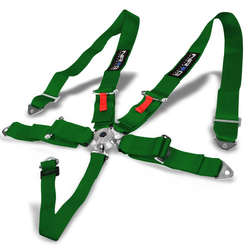 NRG SBH-R6PCGN 5-Point Cam Lock Green SFI Approved 16.1 Racing Seat Belt Harness-Seats & Components-BuildFastCar
