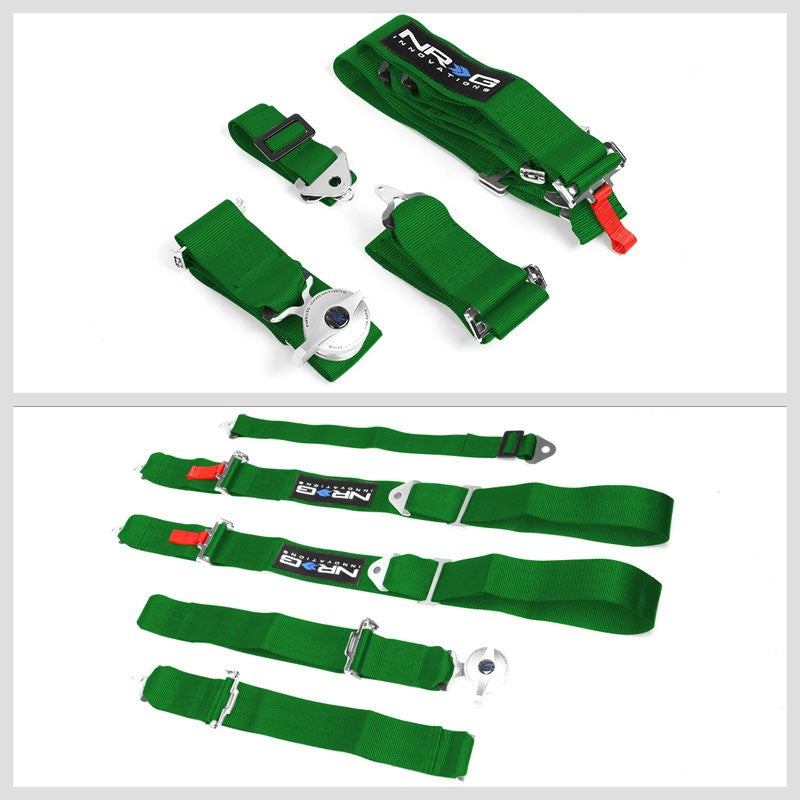 NRG SBH-R6PCGN 5-Point Cam Lock Green SFI Approved 16.1 Racing Seat Belt Harness-Seats & Components-BuildFastCar