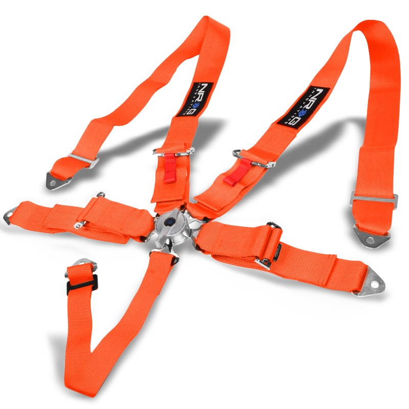 NRG SBH-R6PCOR 5-Point Cam Lock Orange SFI 16.1 Racing Seat Belt Harness-Seats &amp; Components-BuildFastCar