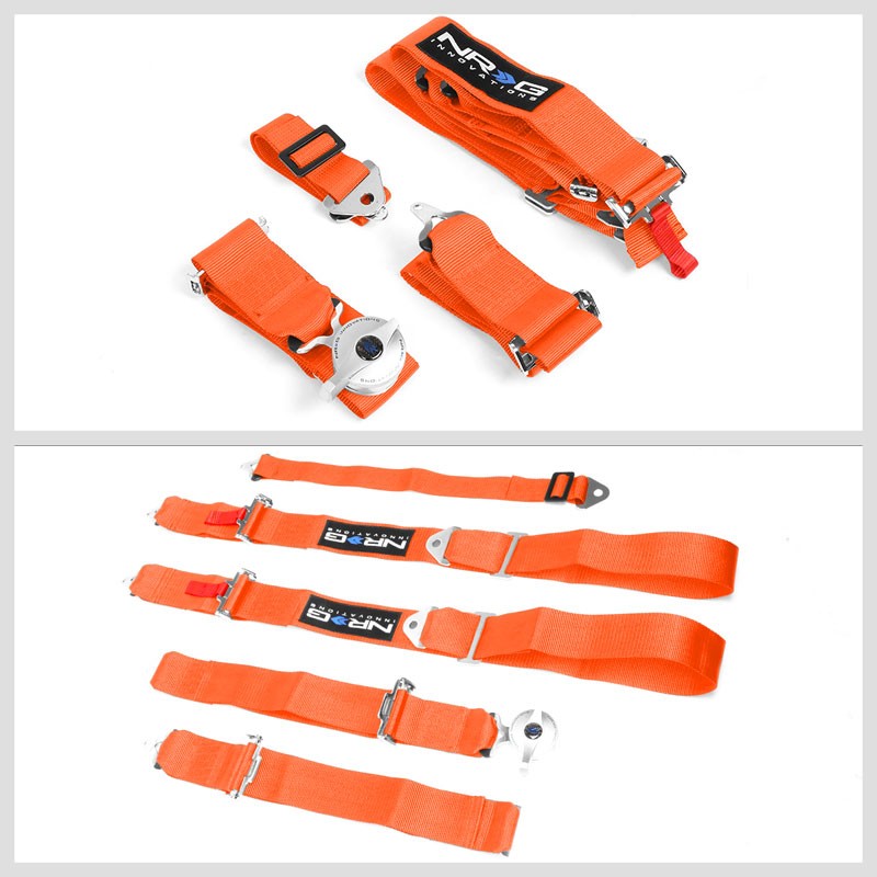 NRG SBH-R6PCOR 5-Point Cam Lock Orange SFI 16.1 Racing Seat Belt Harness-Seats & Components-BuildFastCar