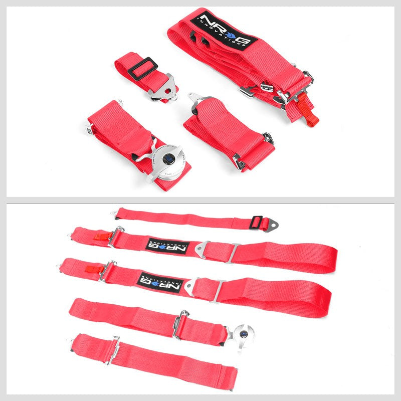NRG SBH-R6PCPK 5-Point Cam Lock Pink SFI Approved 16.1 Racing Seat Belt Harness-Seats & Components-BuildFastCar