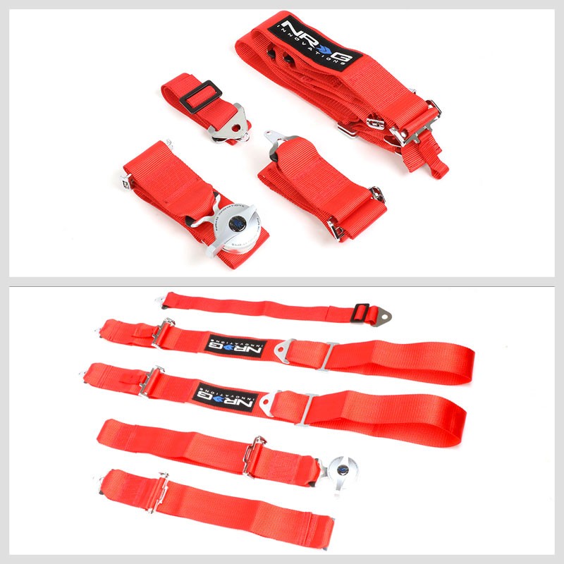 NRG SBH-R6PCRD 5-Point Cam Lock Red SFI Approved 16.1 Racing Seat Belt Harness-Seats & Components-BuildFastCar