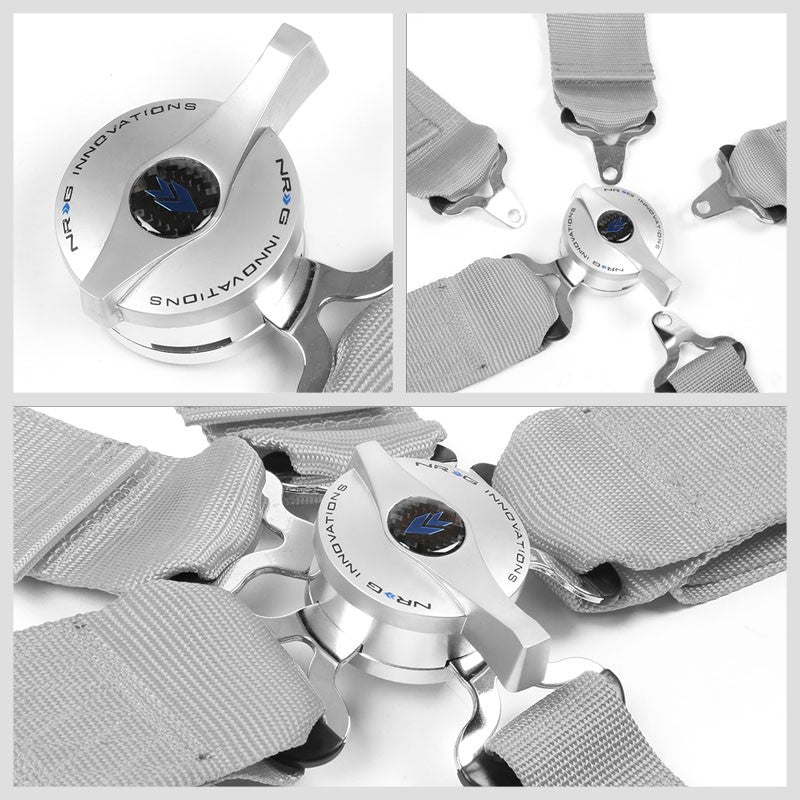 NRG SBH-R6PCSL 5-Point Cam Lock Silver SFI 16.1 Racing Seat Belt Harness-Seats & Components-BuildFastCar