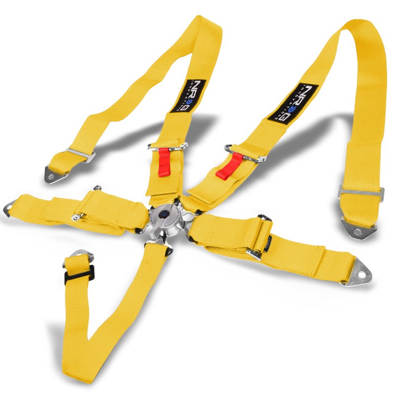 NRG SBH-R6PCYL 5-Point Cam Lock Yellow SFI 16.1 Racing Seat Belt Harness-Seats & Components-BuildFastCar