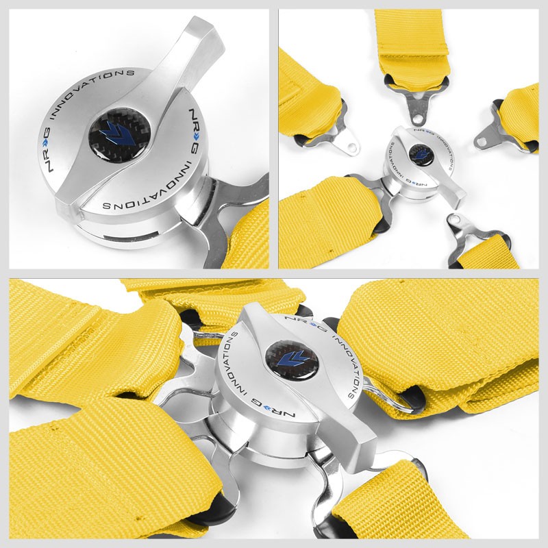 NRG SBH-R6PCYL 5-Point Cam Lock Yellow SFI 16.1 Racing Seat Belt Harness-Seats & Components-BuildFastCar