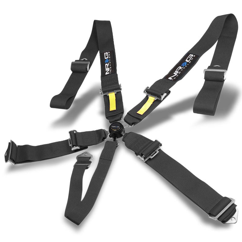 NRG SBH-RS5PCBK 5-Point Cam Lock Black SFI 16.1 Racing Seat Belt Harness-Seats & Components-BuildFastCar