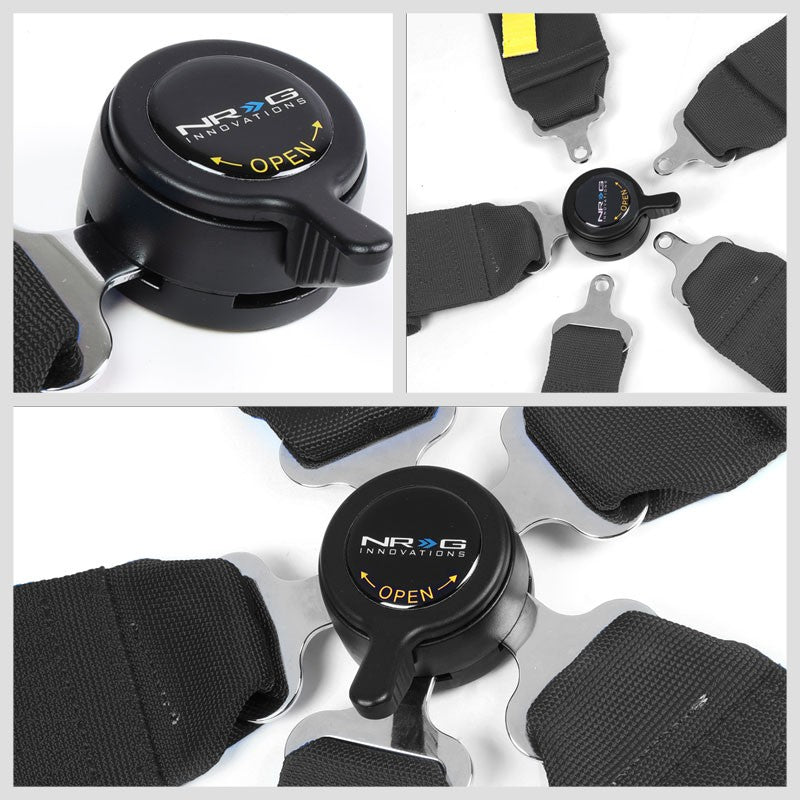 NRG SBH-RS5PCBK 5-Point Cam Lock Black SFI 16.1 Racing Seat Belt Harness-Seats & Components-BuildFastCar