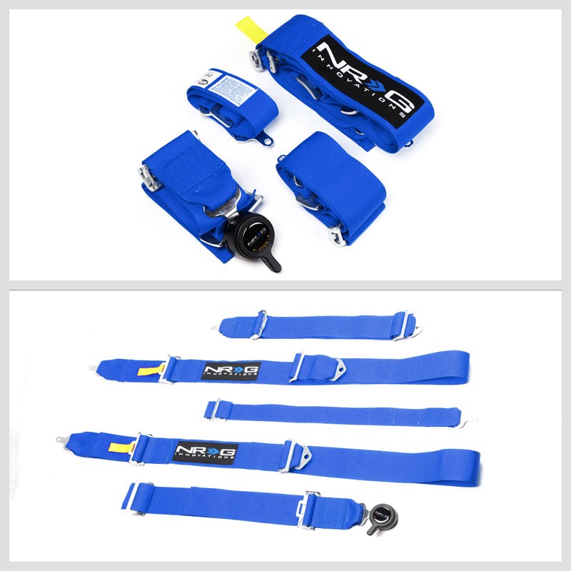 NRG SBH-RS5PCBL 5-Point Cam Lock Blue SFI Approved 16.1 Racing Seat Belt Harness-Seats & Components-BuildFastCar