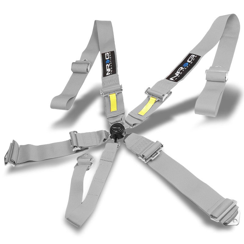 NRG SBH-RS5PCGY 5-Point Cam Lock Grey SFI Approved 16.1 Racing Seat Belt Harness-Seats & Components-BuildFastCar