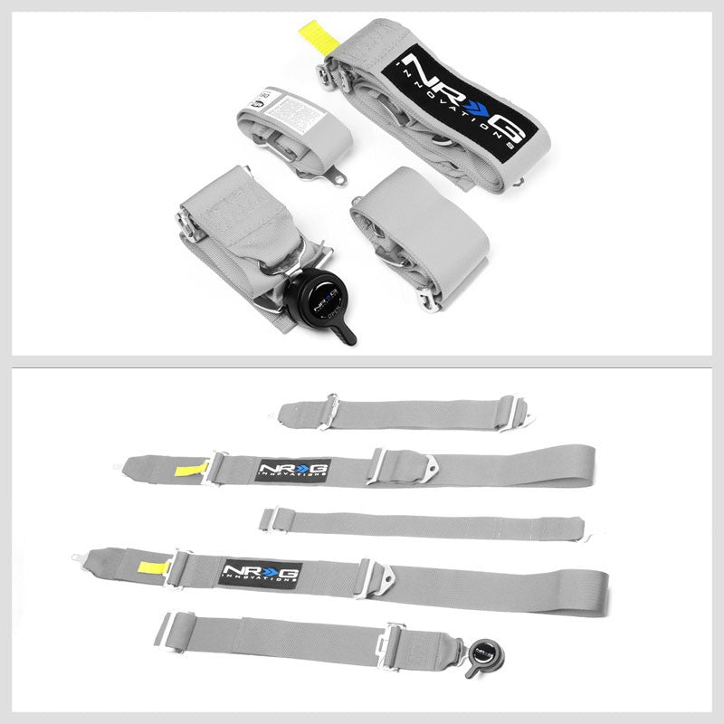 NRG SBH-RS5PCGY 5-Point Cam Lock Grey SFI Approved 16.1 Racing Seat Belt Harness-Seats & Components-BuildFastCar