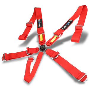 NRG SBH-RS5PCRD 5-Point Cam Lock Red SFI Approved 16.1 Racing Seat Belt Harness-Seats & Components-BuildFastCar