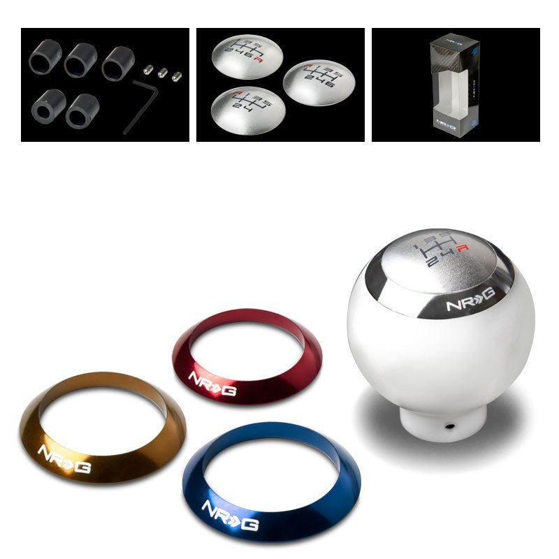 NRG Innovations White JDM Ball 5/6-Speed M8 M10 M12 SK-016WH Racing Shift Knob-Shifter Components-BuildFastCar