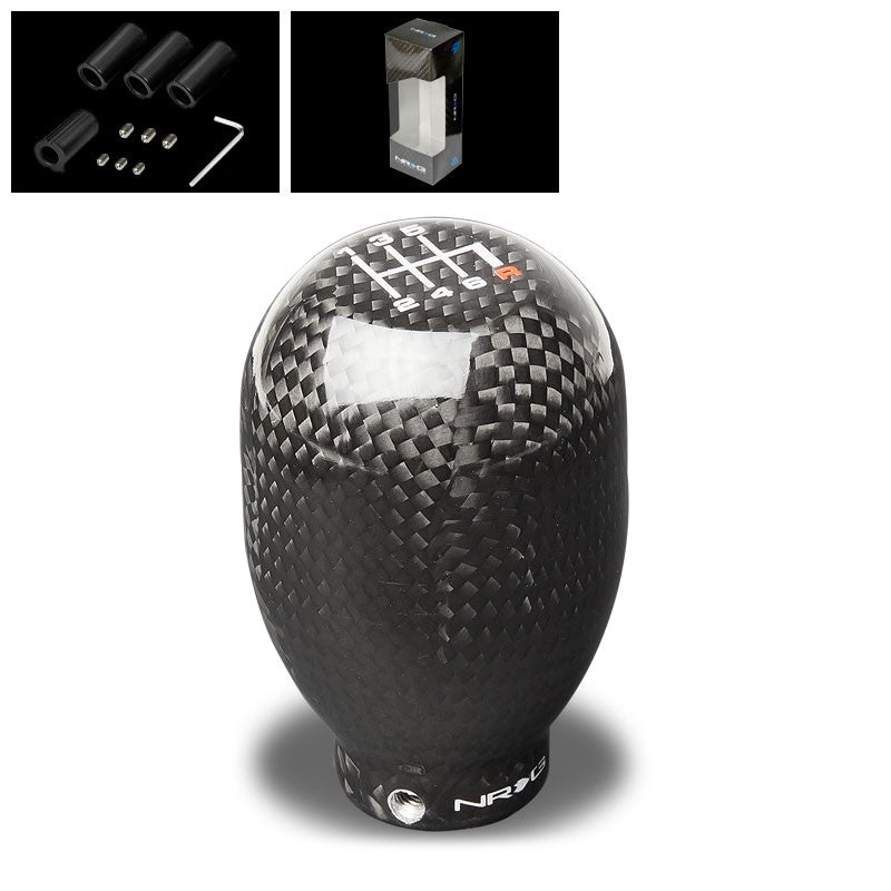 NRG Innovations Black Carbon Fiber JDM M8 M10 M12 SK-100BC-1 Racing Shift Knob-Shifter Components-BuildFastCar
