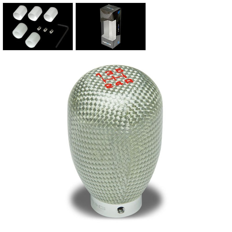 NRG Silver Carbon Type-R 5-Speed Manual M8 M10 M12 SK-100SC Racing Shift Knob-Shifter Components-BuildFastCar