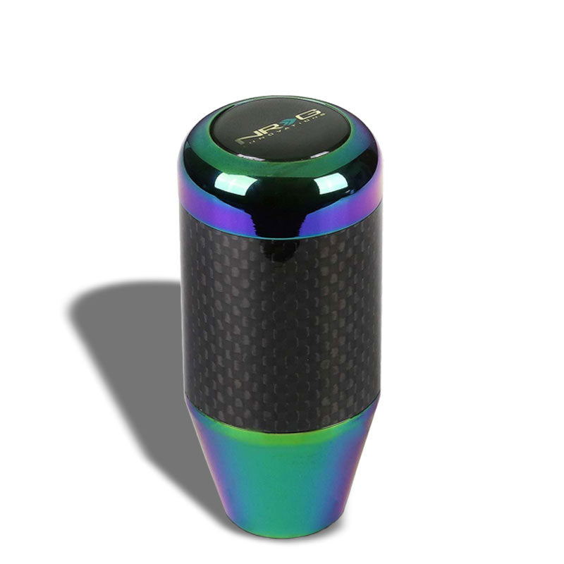 Flat Body Style Carbon Fiber Trimmed Neo Chrome Race Shift Knob Stick Handle-Shifter Components-BuildFastCar