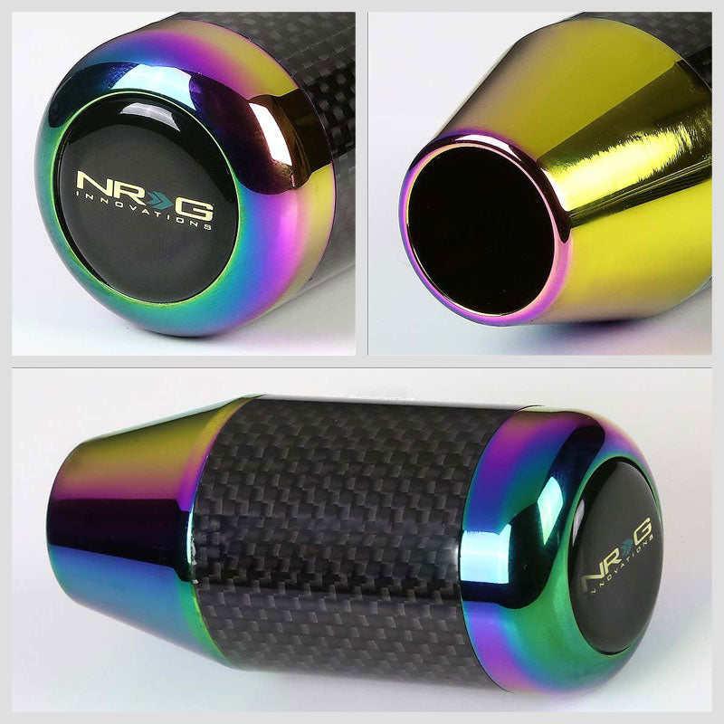 Flat Body Style Carbon Fiber Trimmed Neo Chrome Race Shift Knob Stick Handle-Shifter Components-BuildFastCar