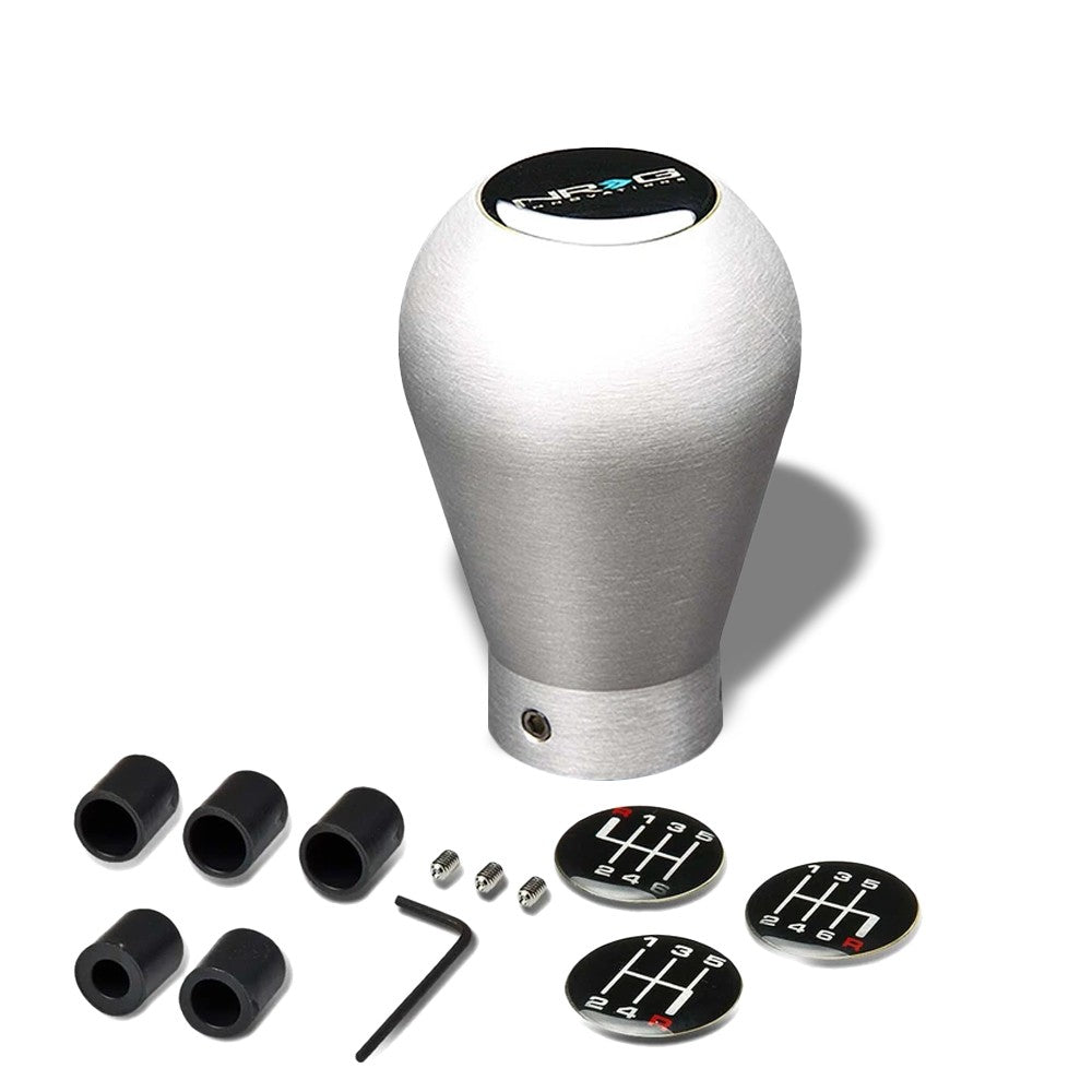 NRG Universal Aluminum Silver/Black Anodized Pear Shift Knob NRG-SK-900SL