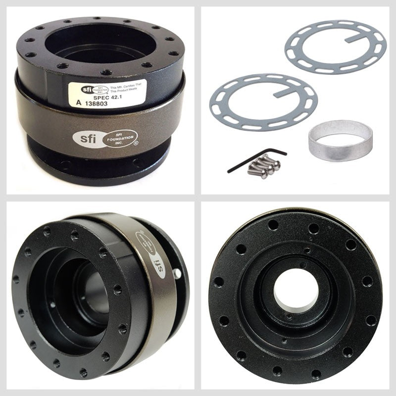 NRG Black Body/Titanium Ring GEN 2.0 Steering Wheel Quick Release Adapter 6-Hole-Interior-BuildFastCar