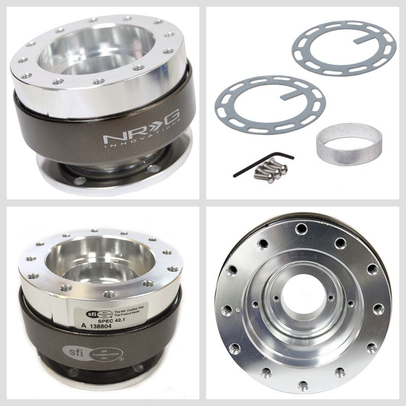 NRG Silver Body/Titanium Ring GEN 2.0 Steering Wheel Quick Release Adapter 6Hole-Interior-BuildFastCar
