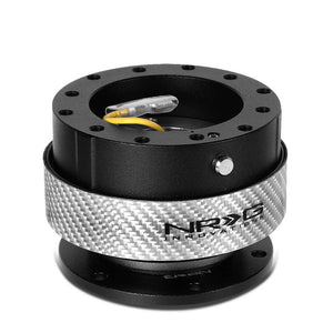 NRG Black Body/Silver Carbon Fiber Ring GEN 2 Wheel Quick Release Adapter 6Hole-Interior-BuildFastCar