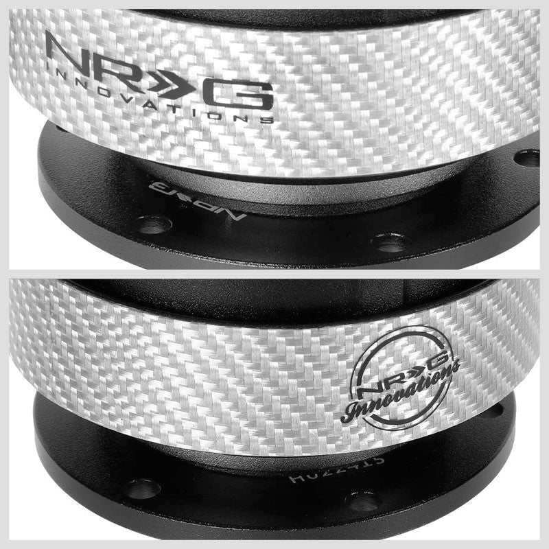 NRG Black Body/Silver Carbon Fiber Ring GEN 2 Wheel Quick Release Adapter 6Hole-Interior-BuildFastCar