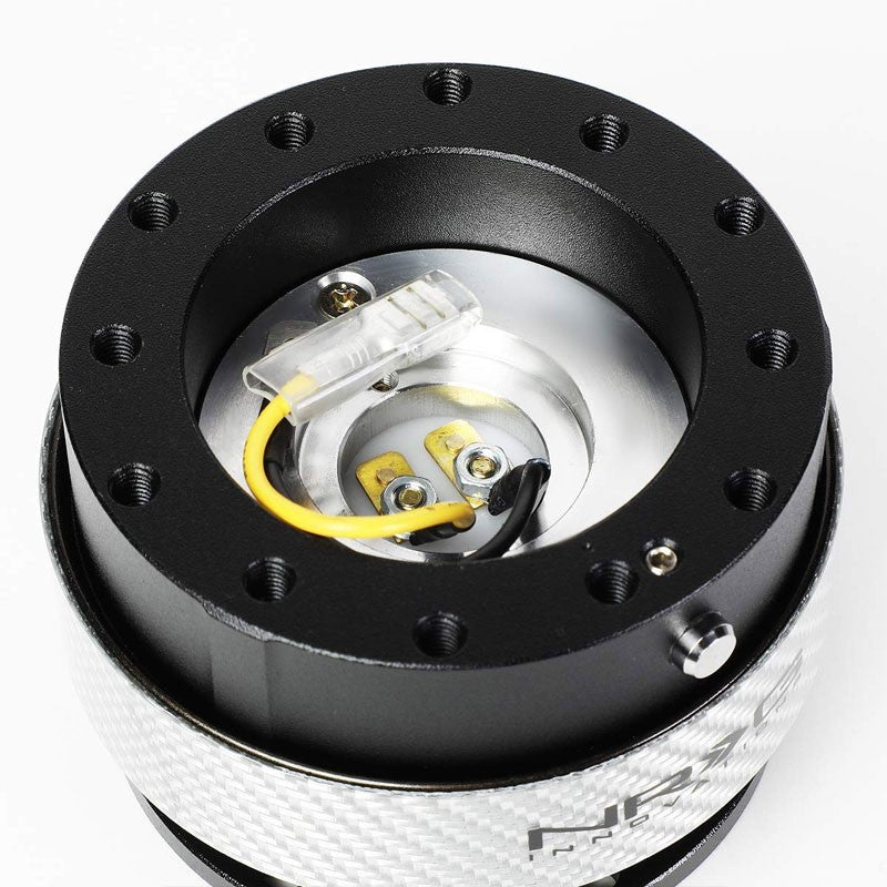 NRG Black Body/Silver Carbon Fiber Ring GEN 2 Wheel Quick Release Adapter 6Hole-Interior-BuildFastCar