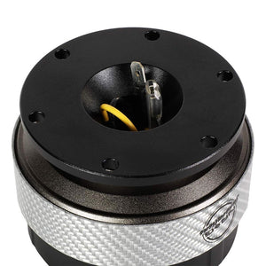 NRG Black Body/Silver Carbon Fiber Ring GEN 2 Wheel Quick Release Adapter 6Hole-Interior-BuildFastCar