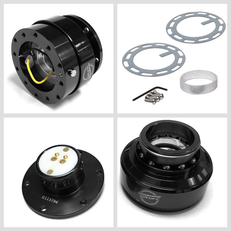 NRG Black GEN 2.0 Race 2-Way 6-Hole Steering Wheel Quick Release Adapter-Interior-BuildFastCar