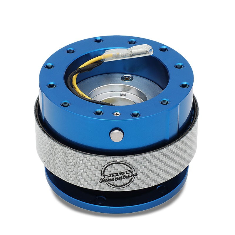 NRG SRK-200BL-SC Gen 2.0 Steering Wheel Quick Release Adapter Blue/Silver Fiber-Steering Wheels & Accessories-BuildFastCar-BFC-NRG-SRK-200BL-SC