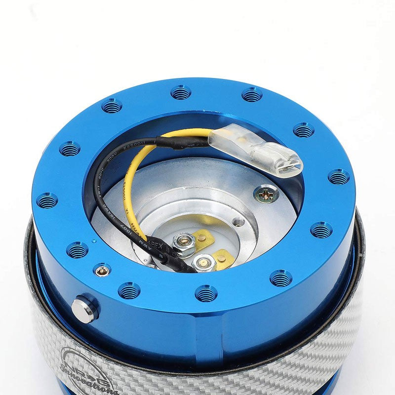 NRG SRK-200BL-SC Gen 2.0 Steering Wheel Quick Release Adapter Blue/Silver Fiber-Steering Wheels & Accessories-BuildFastCar-BFC-NRG-SRK-200BL-SC