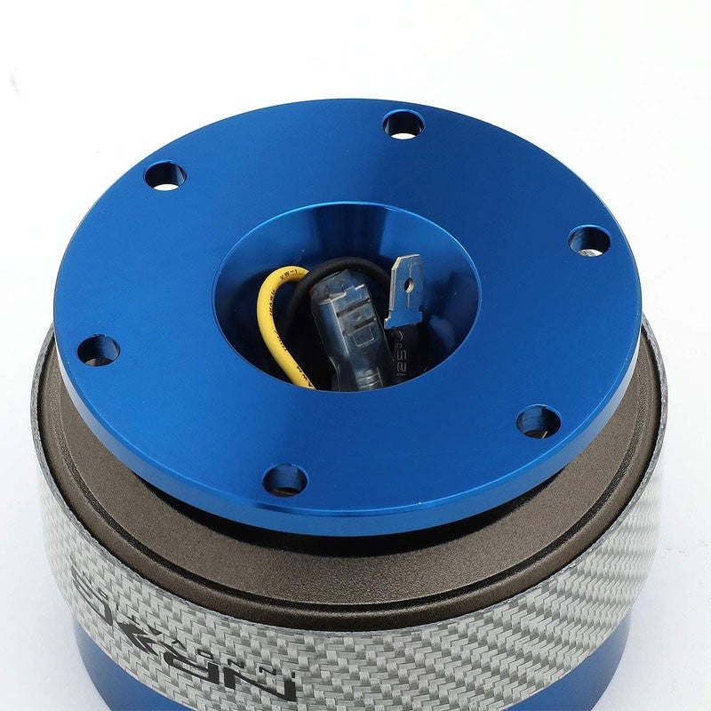 NRG SRK-200BL-SC Gen 2.0 Steering Wheel Quick Release Adapter Blue/Silver Fiber-Steering Wheels & Accessories-BuildFastCar-BFC-NRG-SRK-200BL-SC