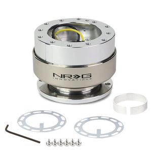 NRG Silver GEN 2.0 Race Steering Wheel Quick Release Adapter 6-Hole Design-Interior-BuildFastCar