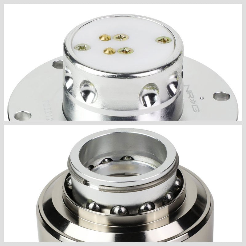 NRG Silver GEN 2.0 Race Steering Wheel Quick Release Adapter 6-Hole Design-Interior-BuildFastCar