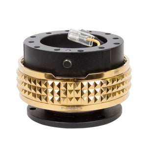 NRG Black Body/Chrome Gold Ring Gen 2.1 Steering Wheel Quick Release Adapter-Interior-BuildFastCar