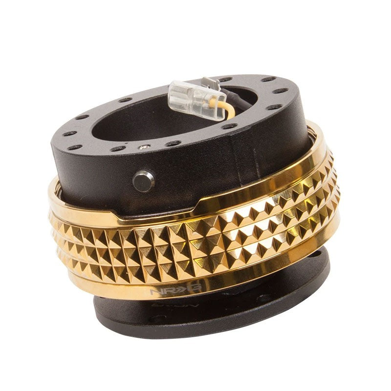 NRG Black Body/Chrome Gold Ring Gen 2.1 Steering Wheel Quick Release Adapter-Interior-BuildFastCar
