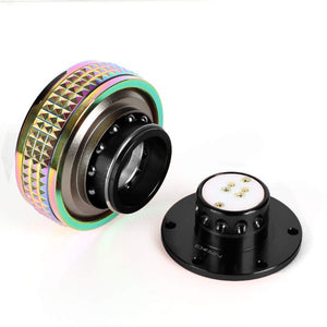 NRG Black Body/Neo Chrome Ring Gen 2.1 Steering Wheel Quick Release Adapter-Interior-BuildFastCar